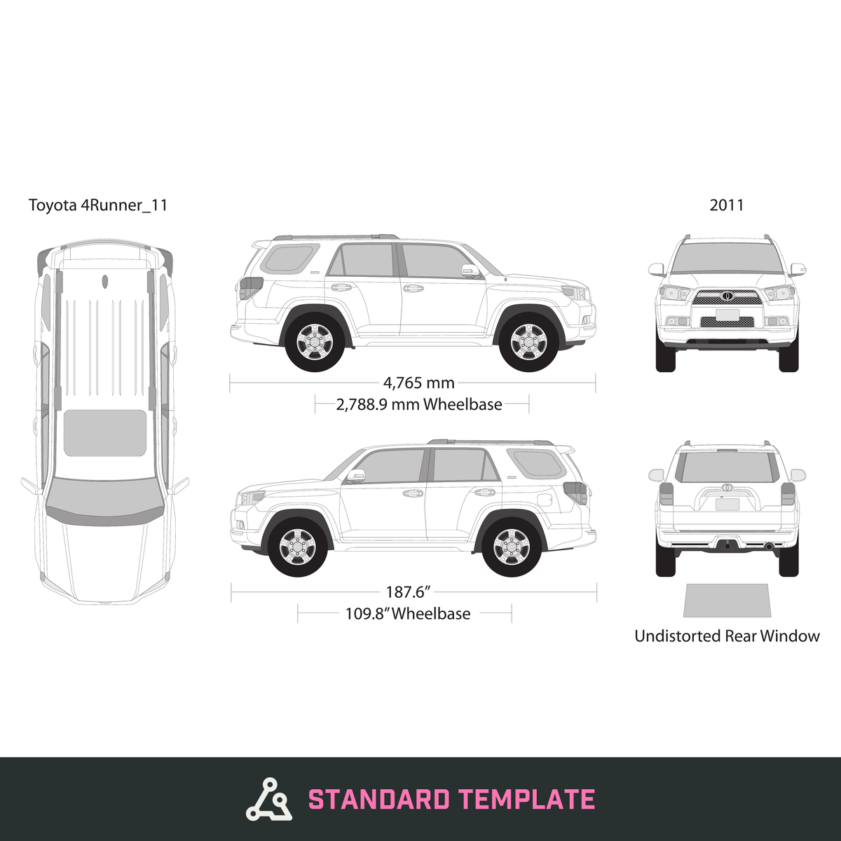 2011 Toyota 4 Runner vector wrap template, Design-Ready PDF - GravBase