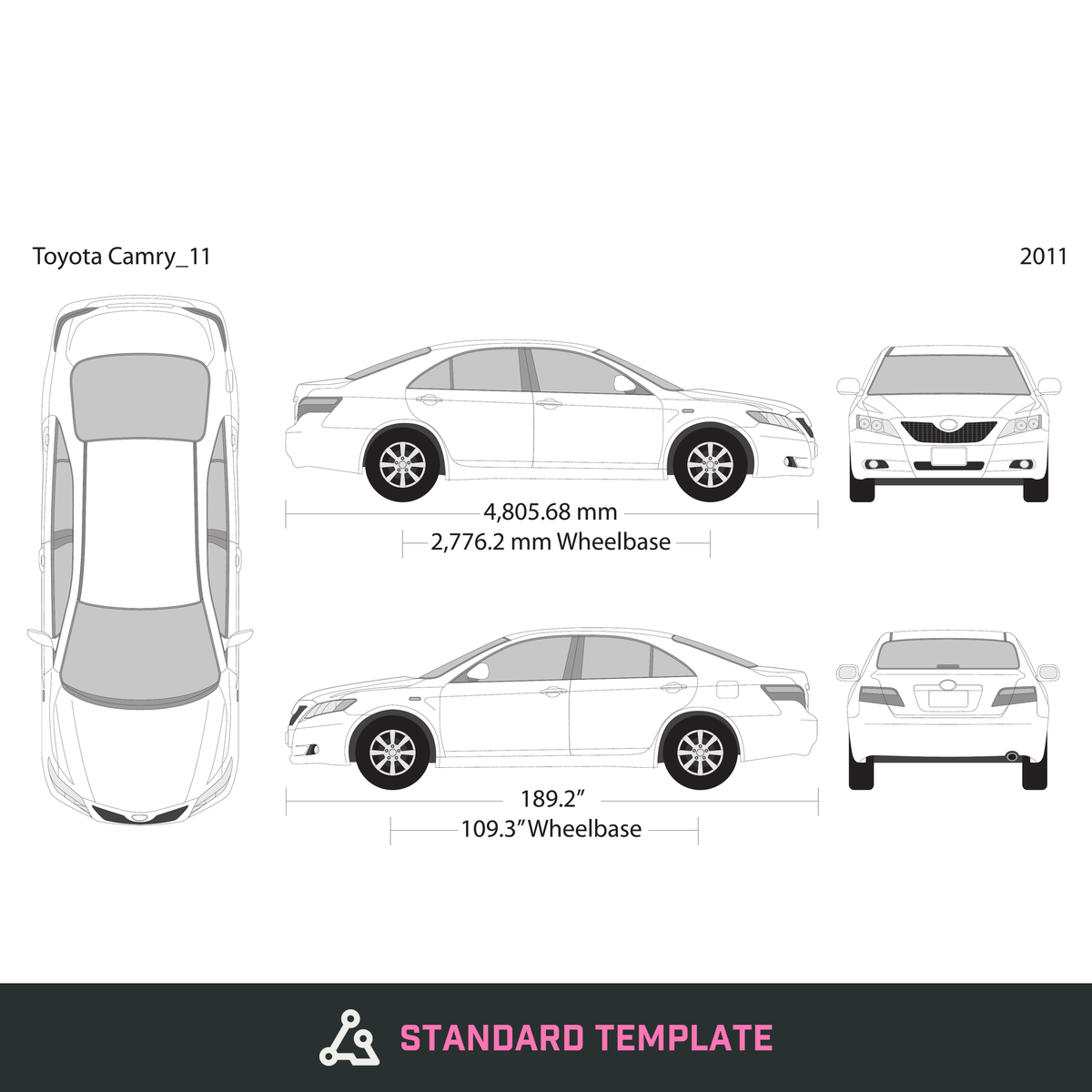 2011 Toyota Camry vector wrap template, Design-Ready PDF - GravBase