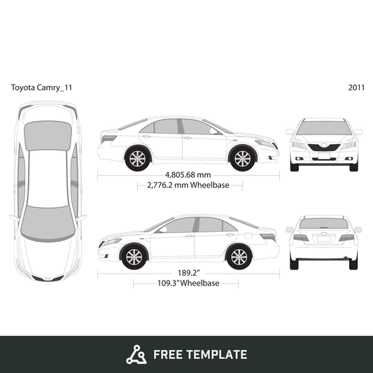 2011 Toyota Camry free vector vehicle wrap template - GravBase