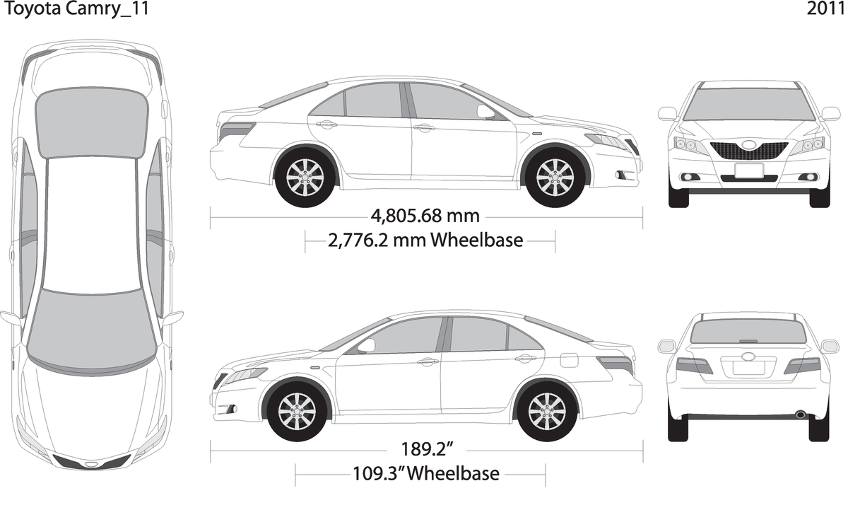 2011 Toyota Camry V11 Vehicle Wrap Template