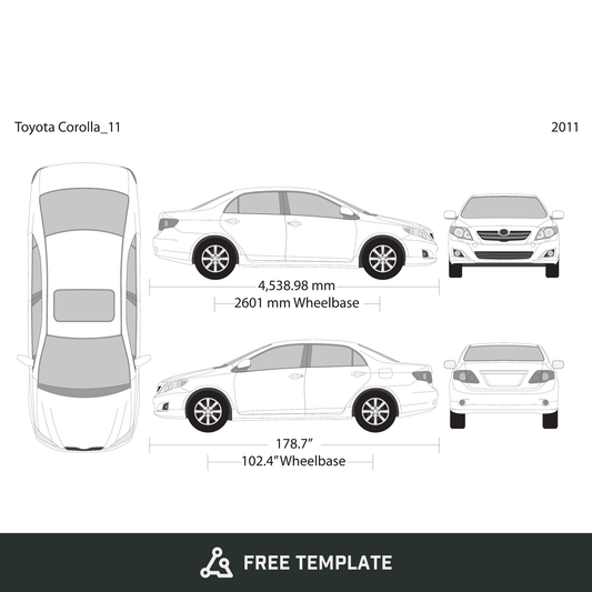 2011 Toyota Corolla free vector vehicle wrap template - GravBase