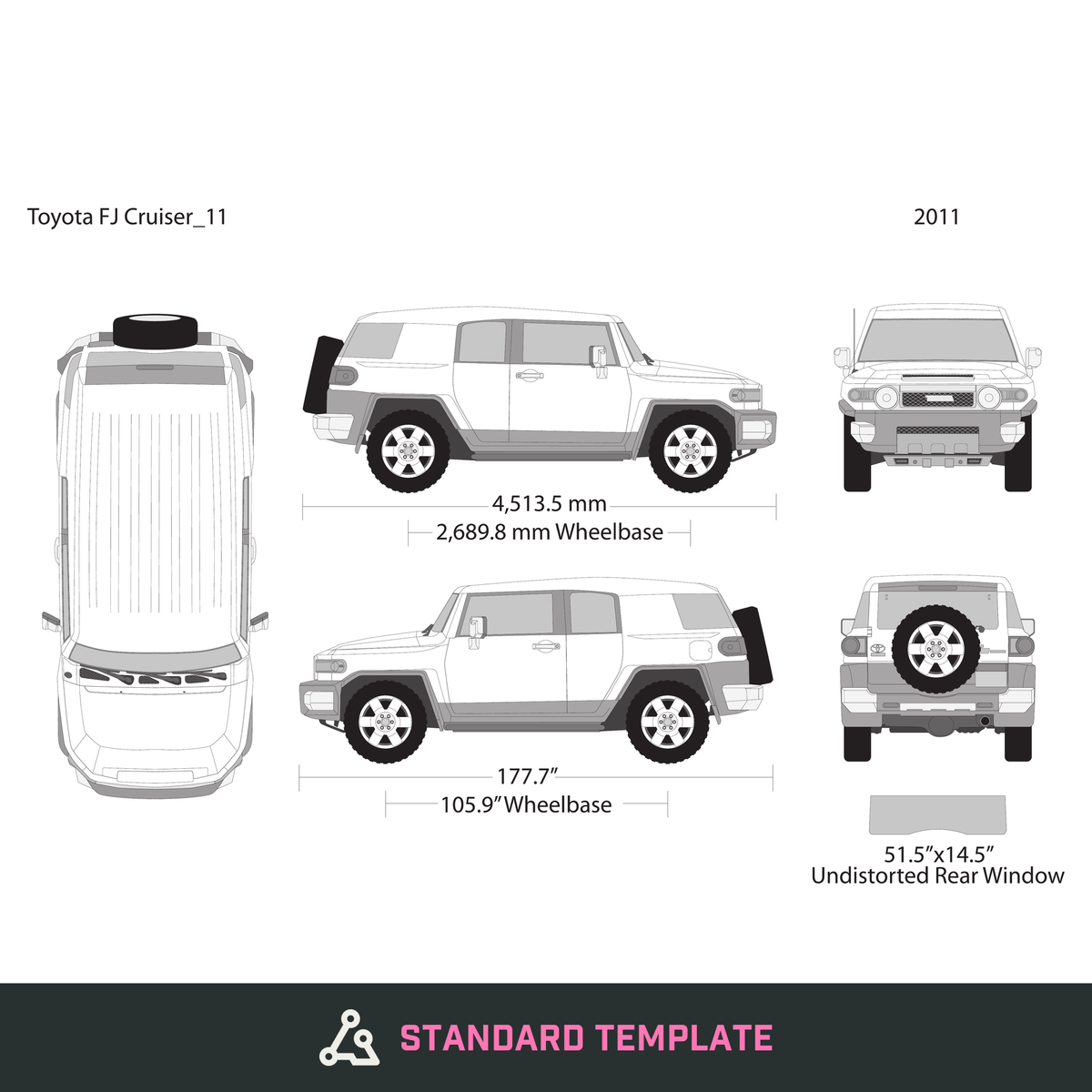 2011 Toyota FJ Cruiser vector wrap template, Design-Ready PDF - GravBase