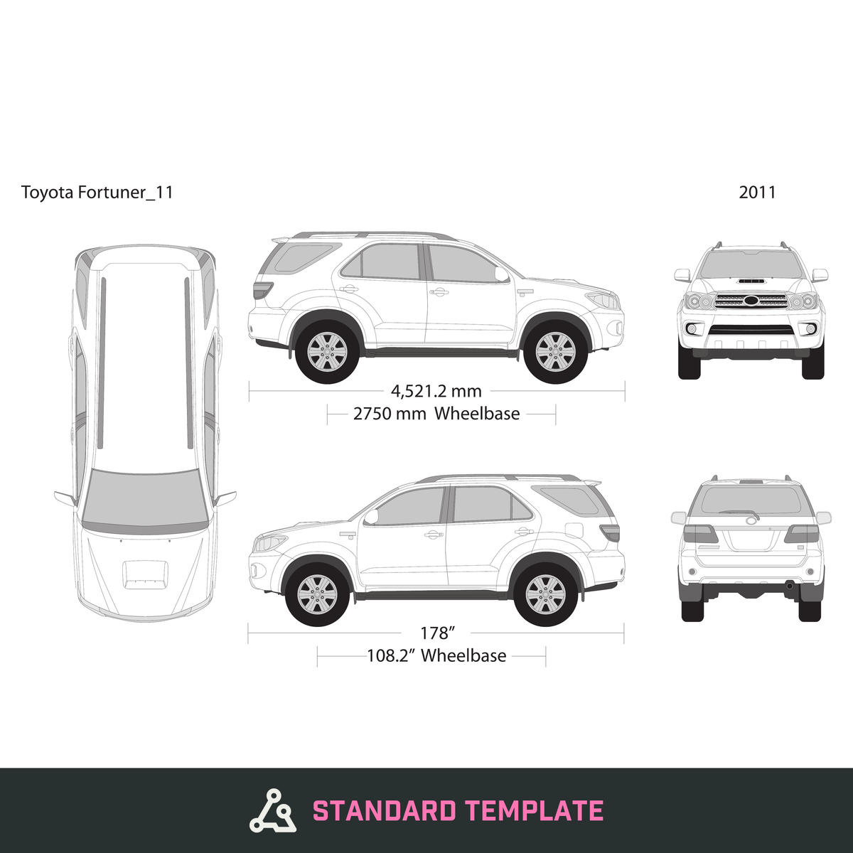 2011 Toyota Fortuner vector wrap template, Design-Ready PDF - GravBase