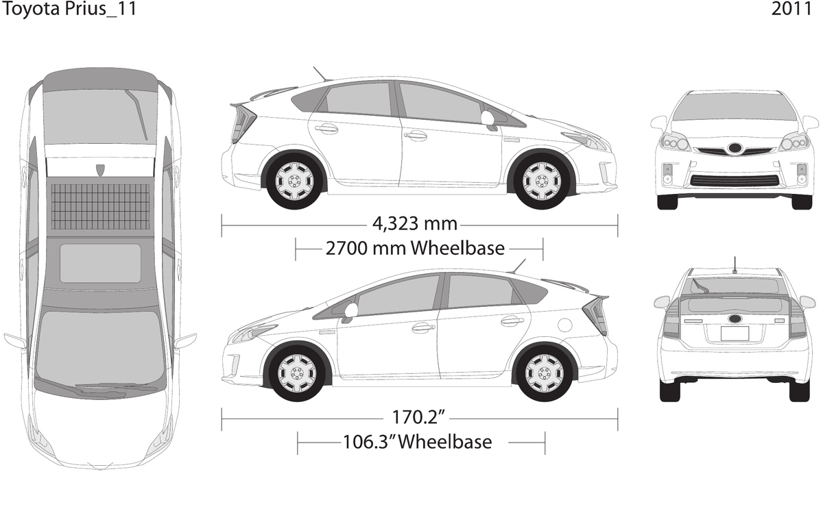 2011 Toyota Prius vector wrap template, Design-Ready PDF - GravBase