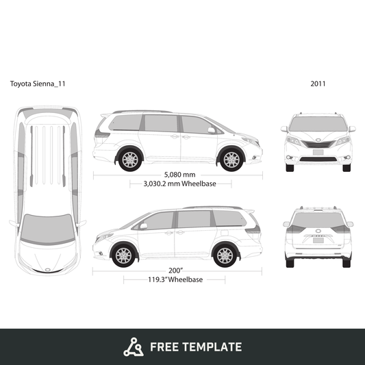 2011 Toyota Sienna free vector vehicle wrap template - GravBase