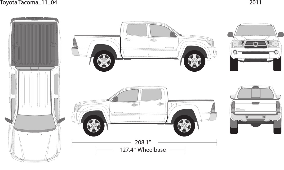 2011 Toyota Tacoma vector wrap template V04, Design-Ready PDF - GravBase