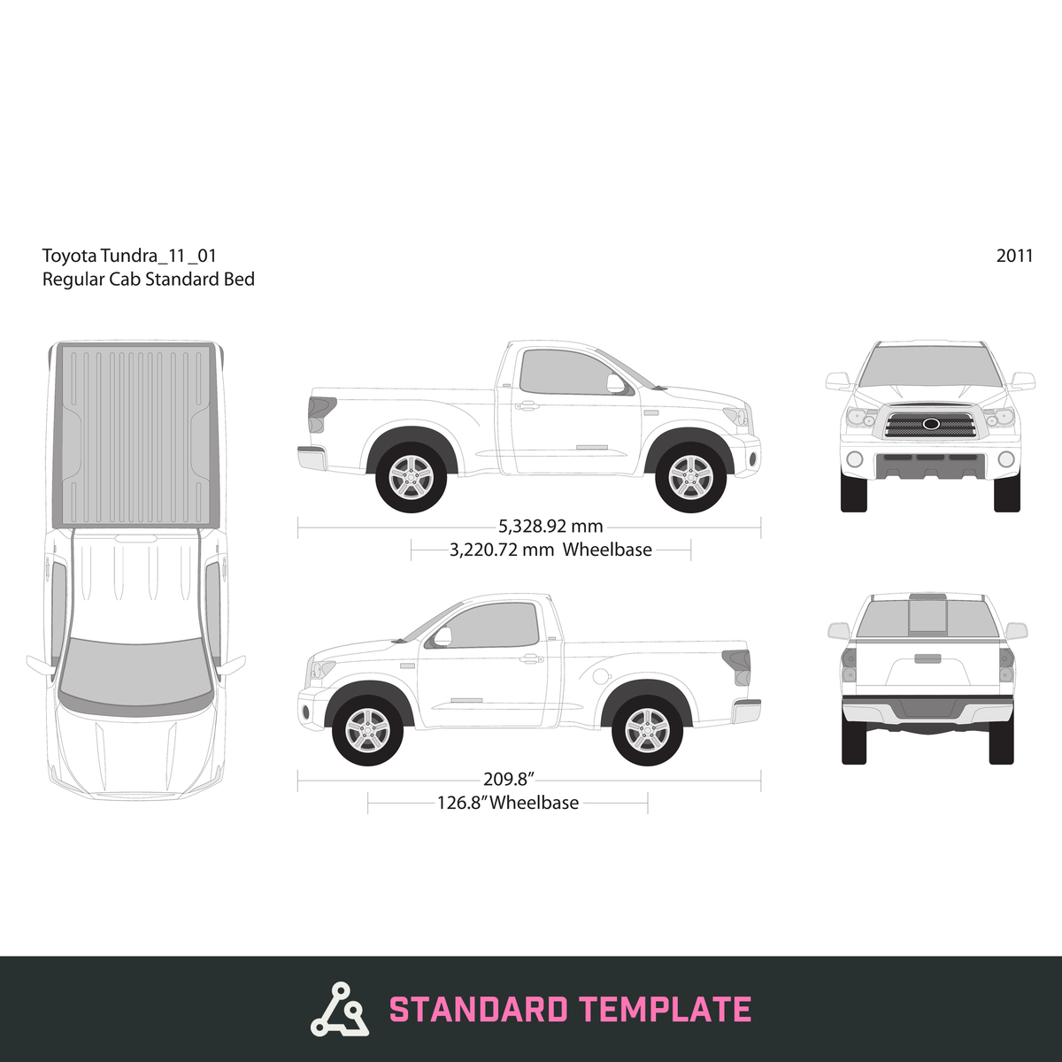 2011 Toyota Tundra vector wrap template V01, Design-Ready PDF - GravBase
