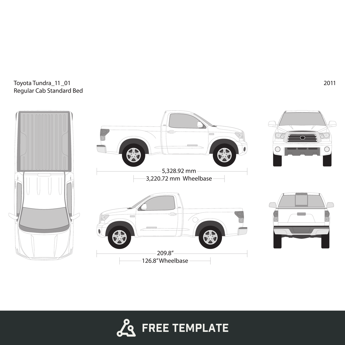 2011 Toyota Tundra free vector vehicle wrap template - GravBase