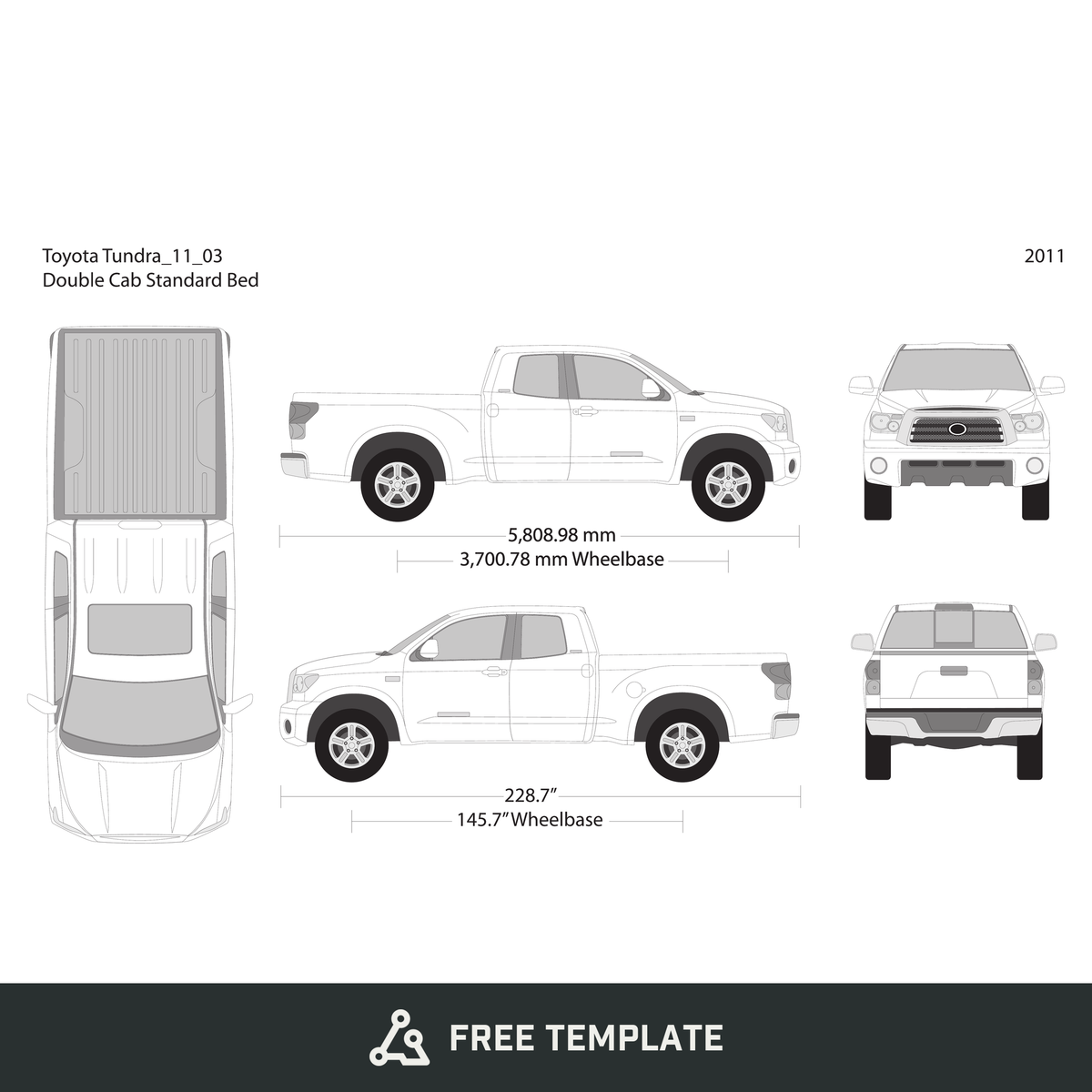 2011 Toyota Tundra free vector vehicle wrap template - GravBase