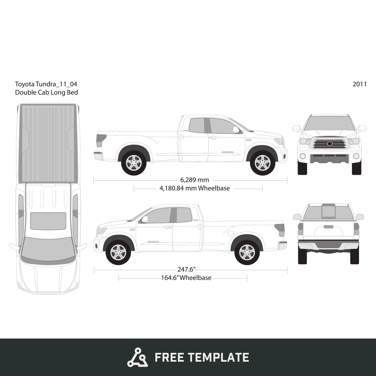 2011 Toyota Tundra free vector vehicle wrap template - GravBase
