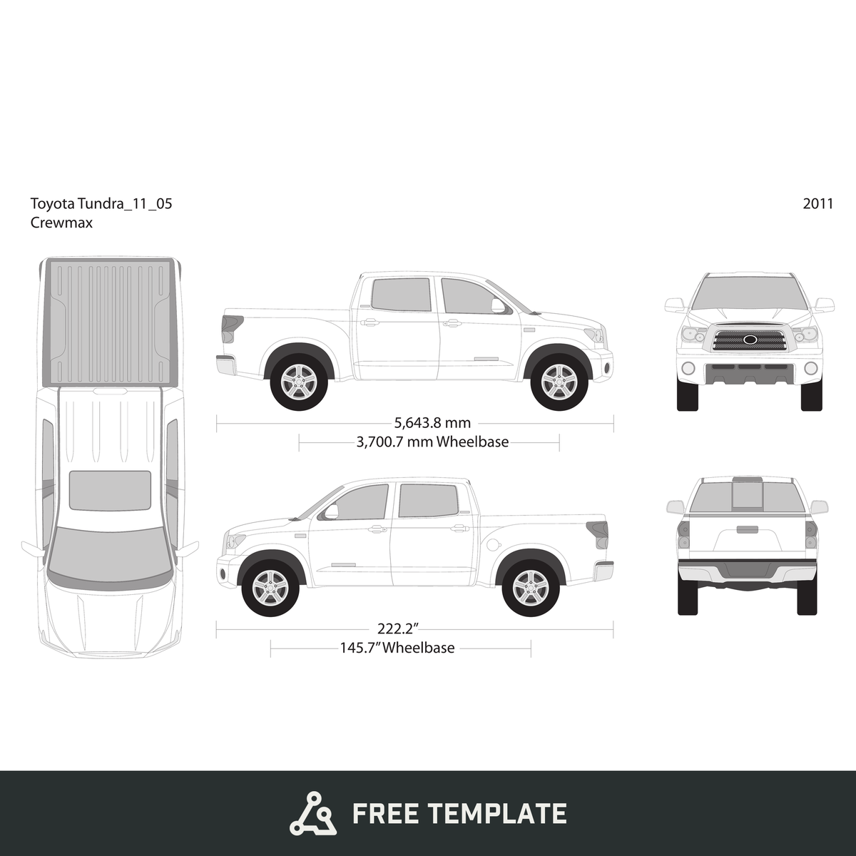 2011 Toyota Tundra free vector vehicle wrap template - GravBase
