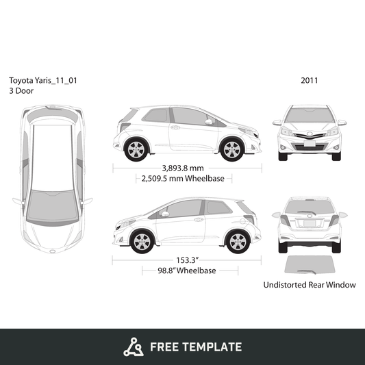 2011 Toyota Yaris free vector vehicle wrap template - GravBase