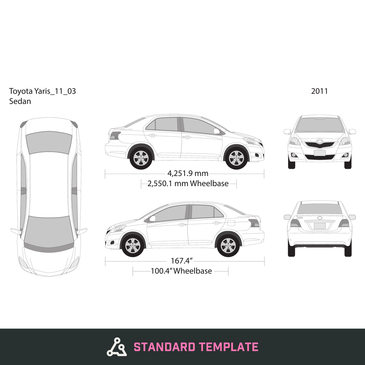 2011 Toyota Yaris vector wrap template V03, Design-Ready PDF - GravBase