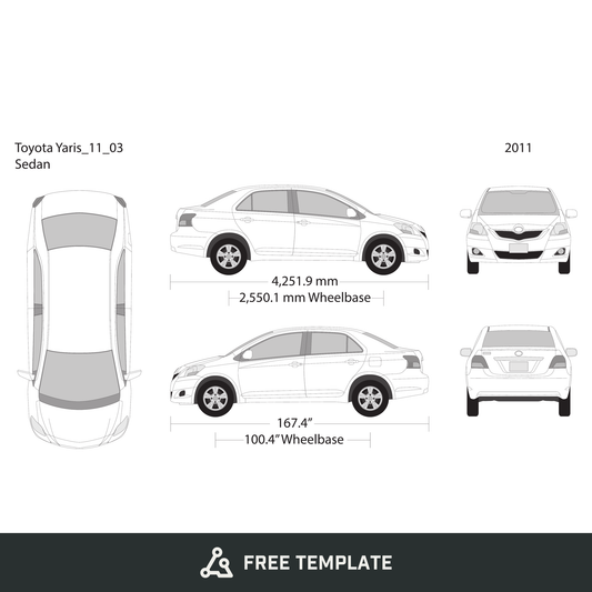 2011 Toyota Yaris free vector vehicle wrap template - GravBase