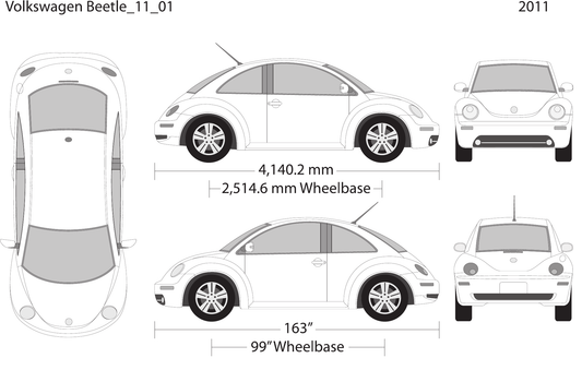 2011 Volkswagen Beetle Vector Wrap Template - GravBase