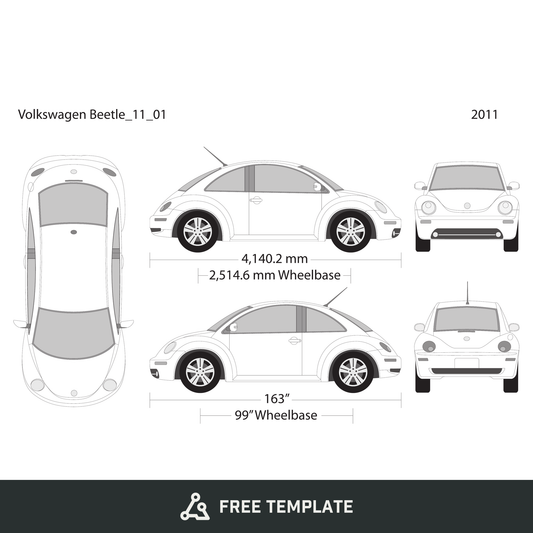 2011 Volkswagen Beetle free vector vehicle wrap template - GravBase