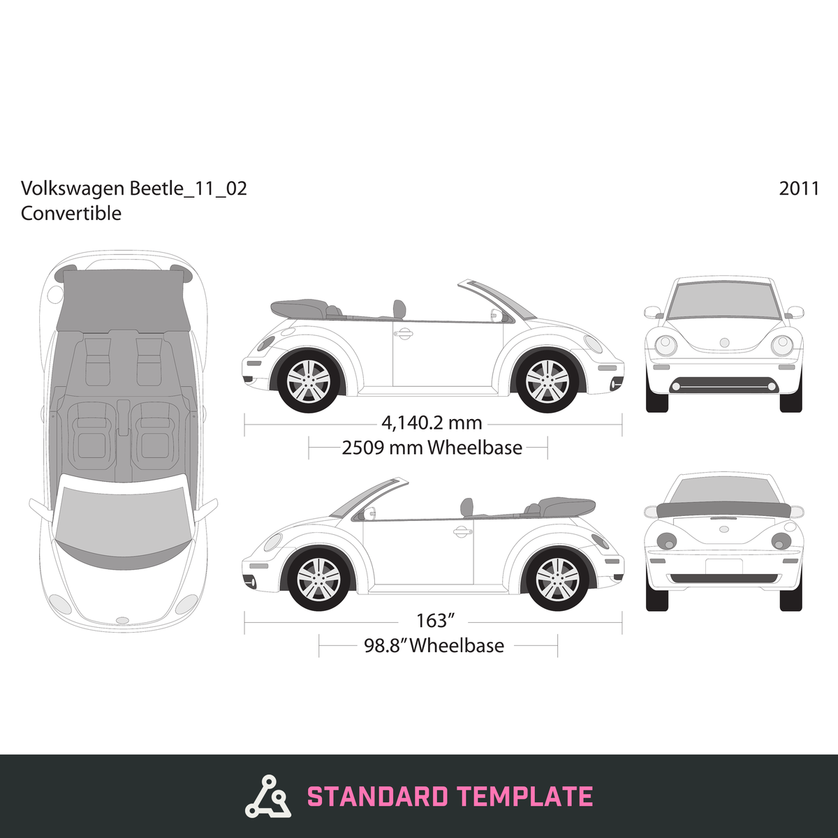 2011 Volkswagen Beetle vector wrap template V02, Design-Ready PDF - GravBase