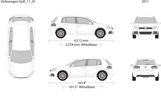 2011 Volkswagen Golf vector wrap template V01, Design-Ready PDF - GravBase
