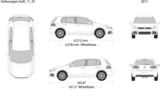 2011 Volkswagen Golf V01 Vehicle Wrap Template