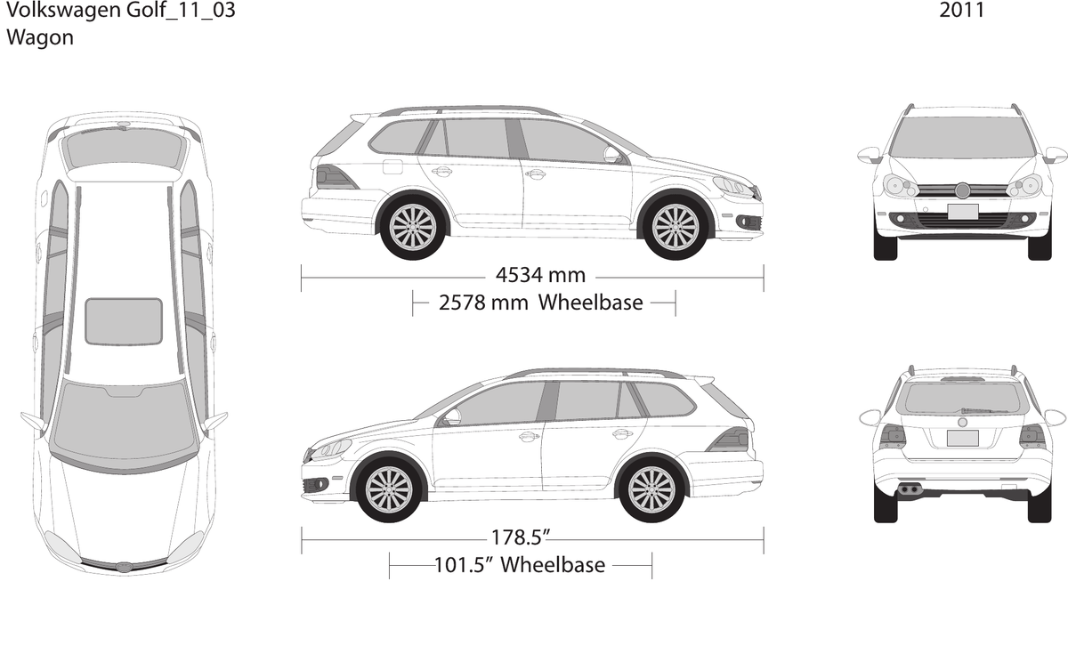 2011 Volkswagen Golf vector wrap template V03, Design-Ready PDF - GravBase