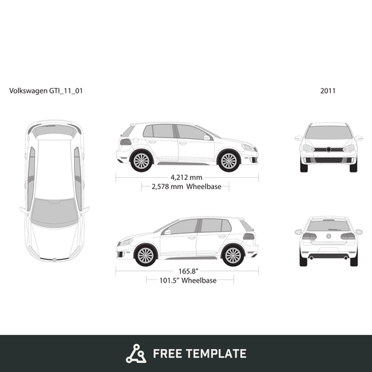 2011 Volkswagen GTI free vector vehicle wrap template - GravBase