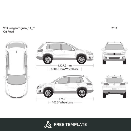 2011 Volkswagen Tiguan free vector vehicle wrap template - GravBase