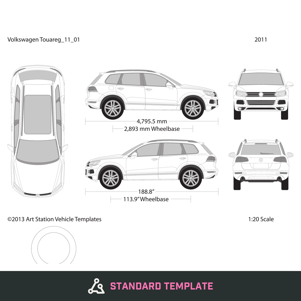 2011 Volkswagen Touareg vector wrap template, Design-Ready PDF - GravBase