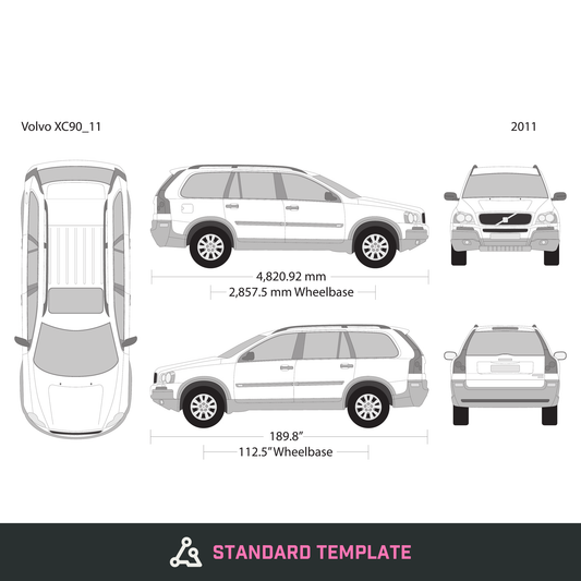 2011 Volvo XC90 vector wrap template, Design-Ready PDF - GravBase
