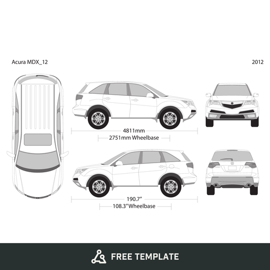 2012 Acura MDX free vector vehicle wrap template - GravBase