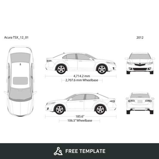2012 Acura TSX free vector vehicle wrap template - GravBase