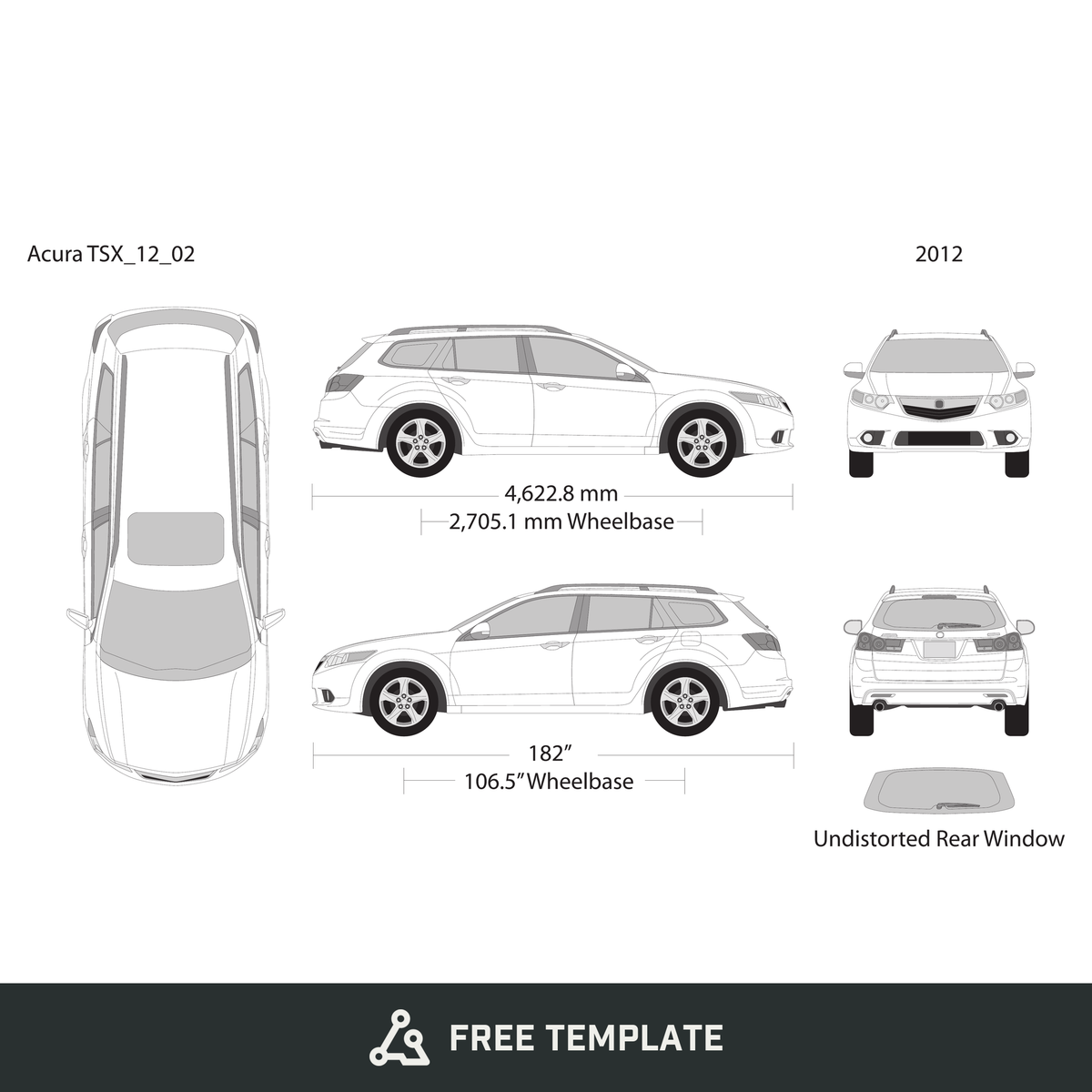 2012 Acura TSX free vector vehicle wrap template - GravBase
