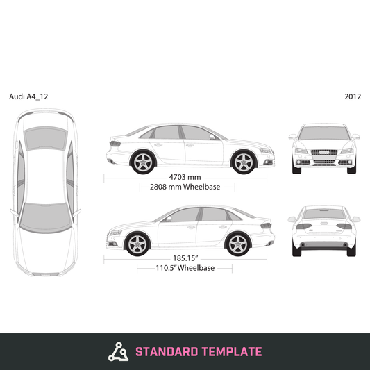 2012 Audi A4 vector wrap template, Design-Ready PDF - GravBase