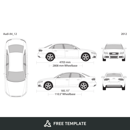 2012 Audi A4 free vector vehicle wrap template - GravBase