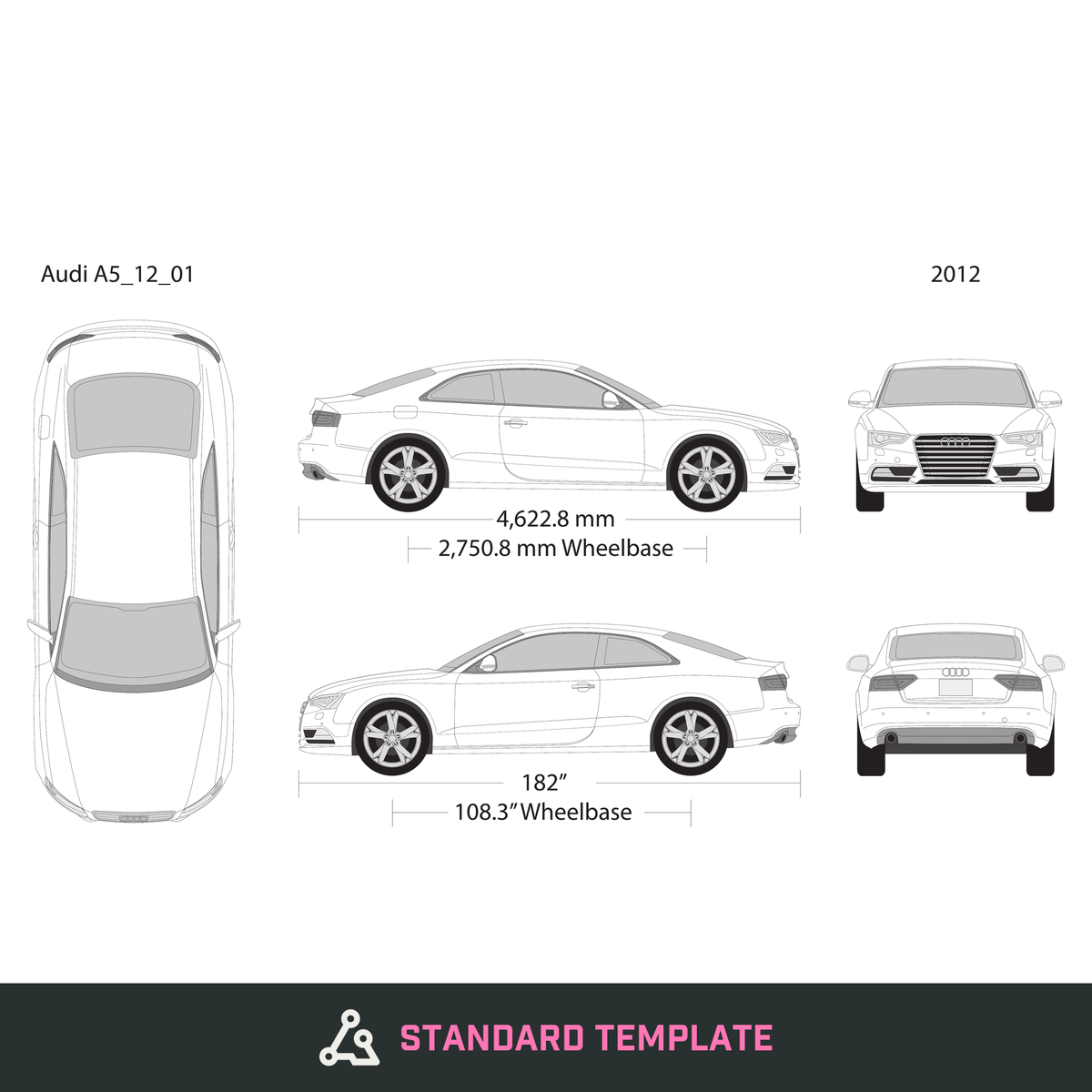 2012 Audi A5 vector wrap template, Design-Ready PDF - GravBase