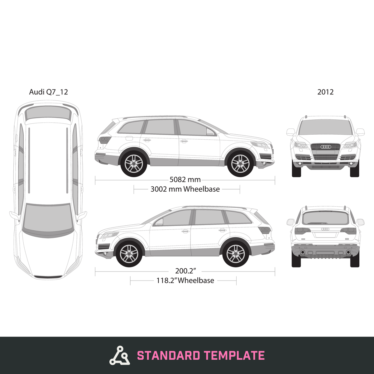 2012 Audi Q7 vector wrap template, Design-Ready PDF - GravBase