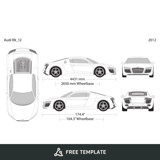 2012 Audi R8 free vector vehicle wrap template - GravBase