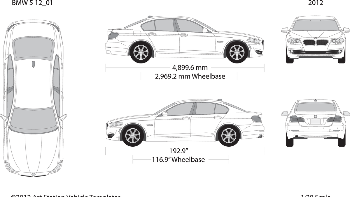 2012 Bmw 5 V01 Vehicle Wrap Template