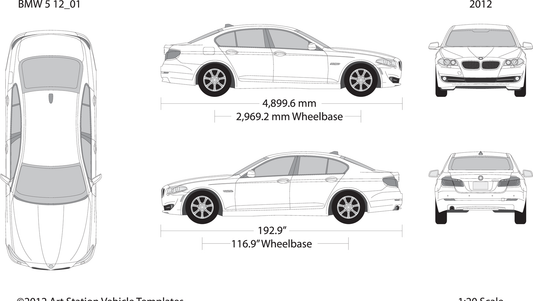 2012 Bmw 5 V01 Vehicle Wrap Template