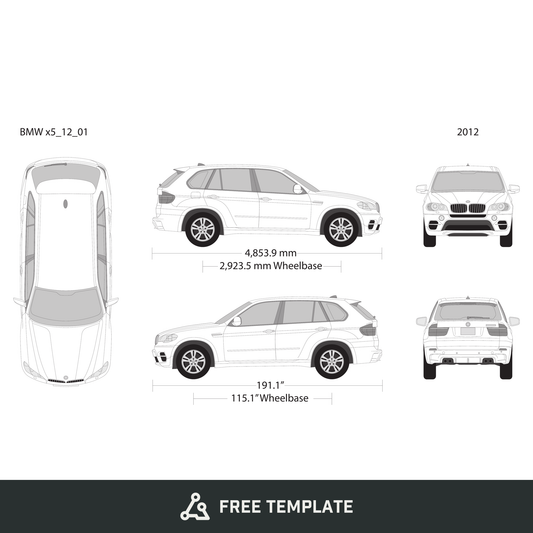 2012 BMW X5 free vector vehicle wrap template - GravBase