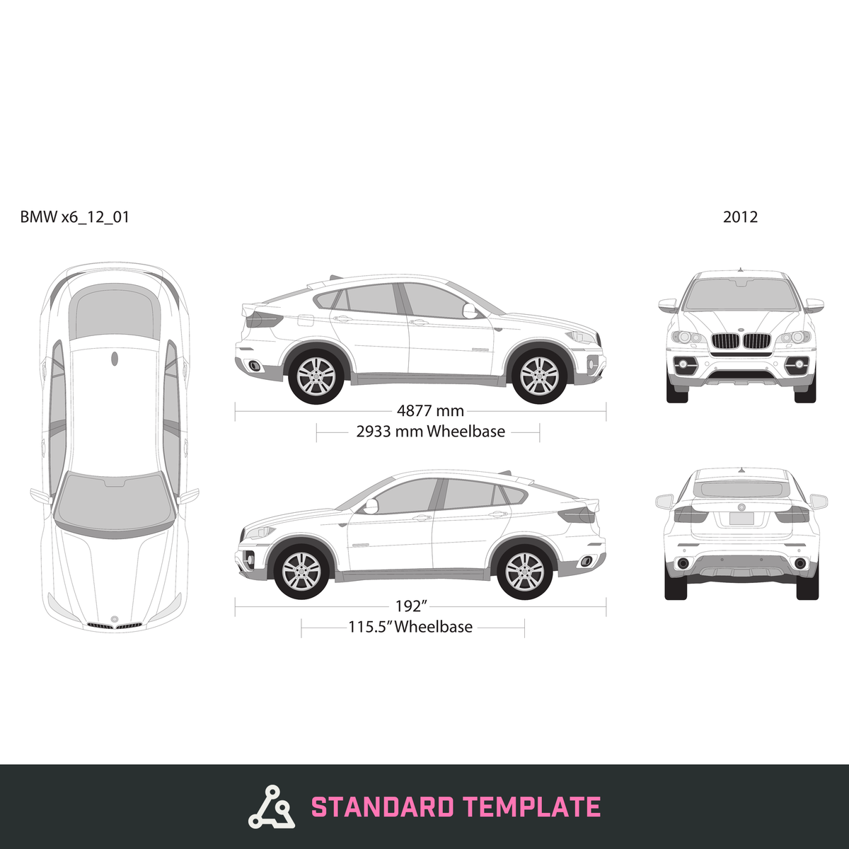 2012 BMW X6 vector wrap template, Design-Ready PDF - GravBase