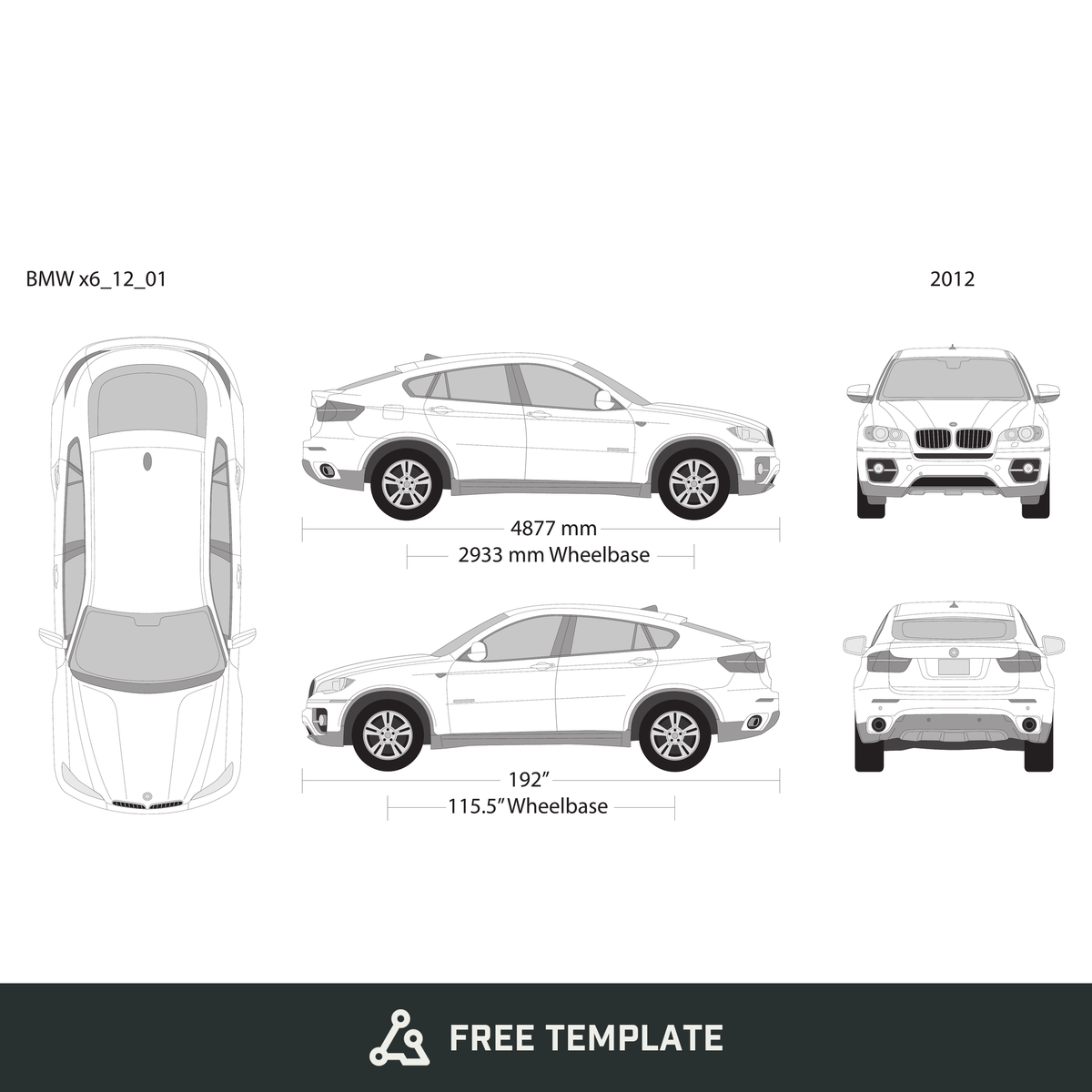 2012 BMW X6 free vector vehicle wrap template - GravBase