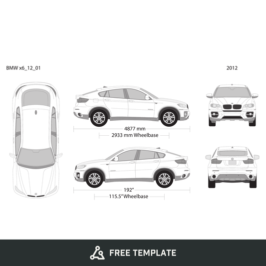 2012 BMW X6 free vector vehicle wrap template - GravBase