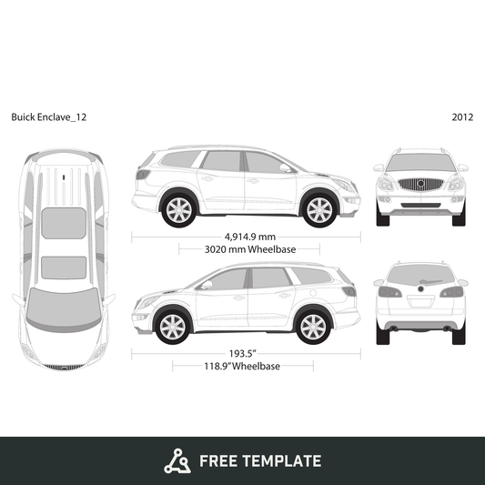 2012 Buick Enclave free vector vehicle wrap template - GravBase