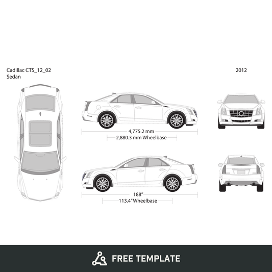 2012 Cadillac CTS free vector vehicle wrap template - GravBase