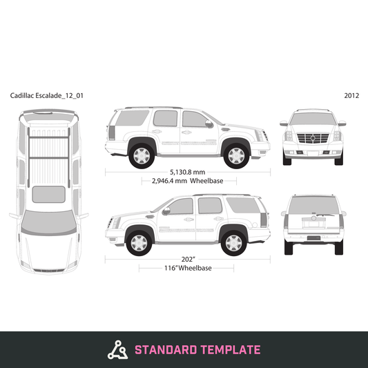 2012 Cadillac Escalade vector wrap template V01, Design-Ready PDF - GravBase