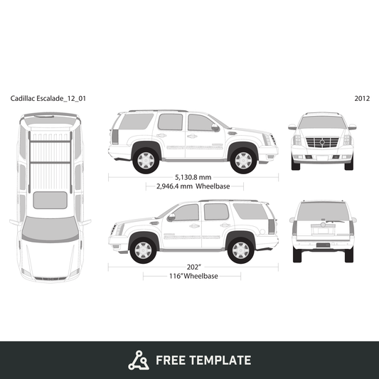 2012 Cadillac Escalade free vector vehicle wrap template - GravBase
