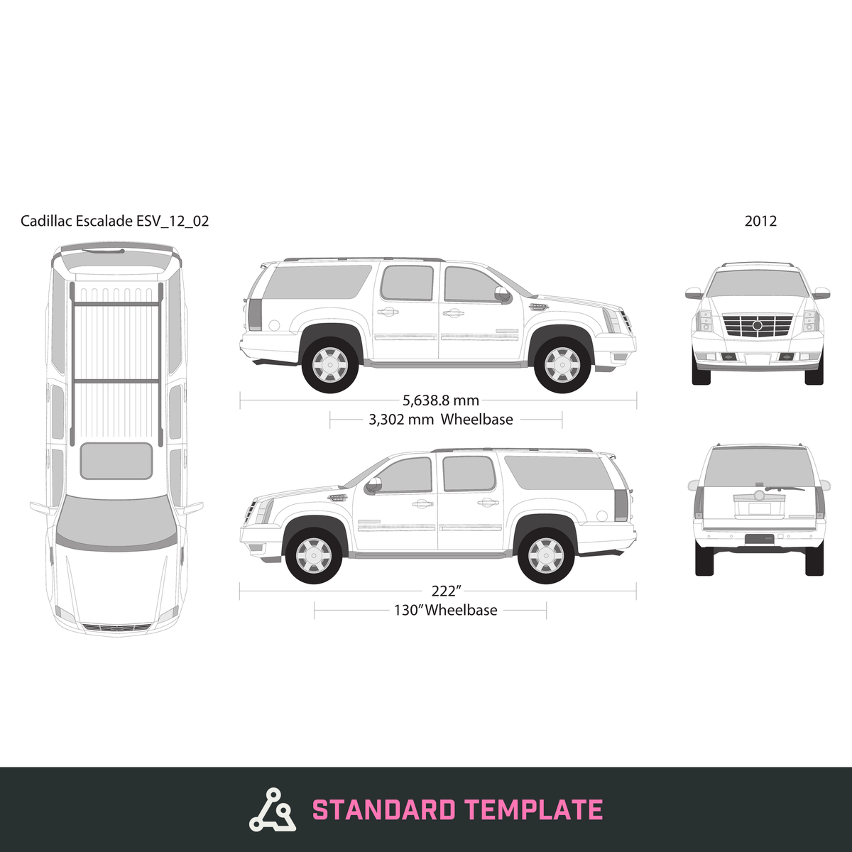 2012 Cadillac Escalade vector wrap template V02, Design-Ready PDF - GravBase