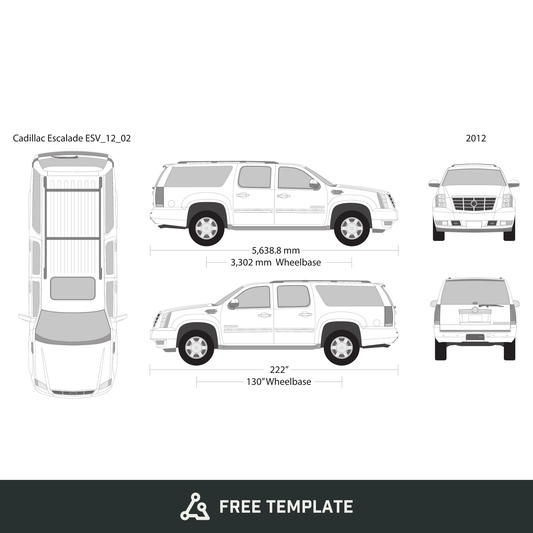 2012 Cadillac Escalade free vector vehicle wrap template - GravBase