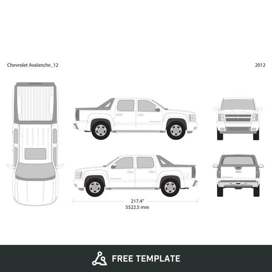 2012 Chevy Avalanche free vector vehicle wrap template - GravBase