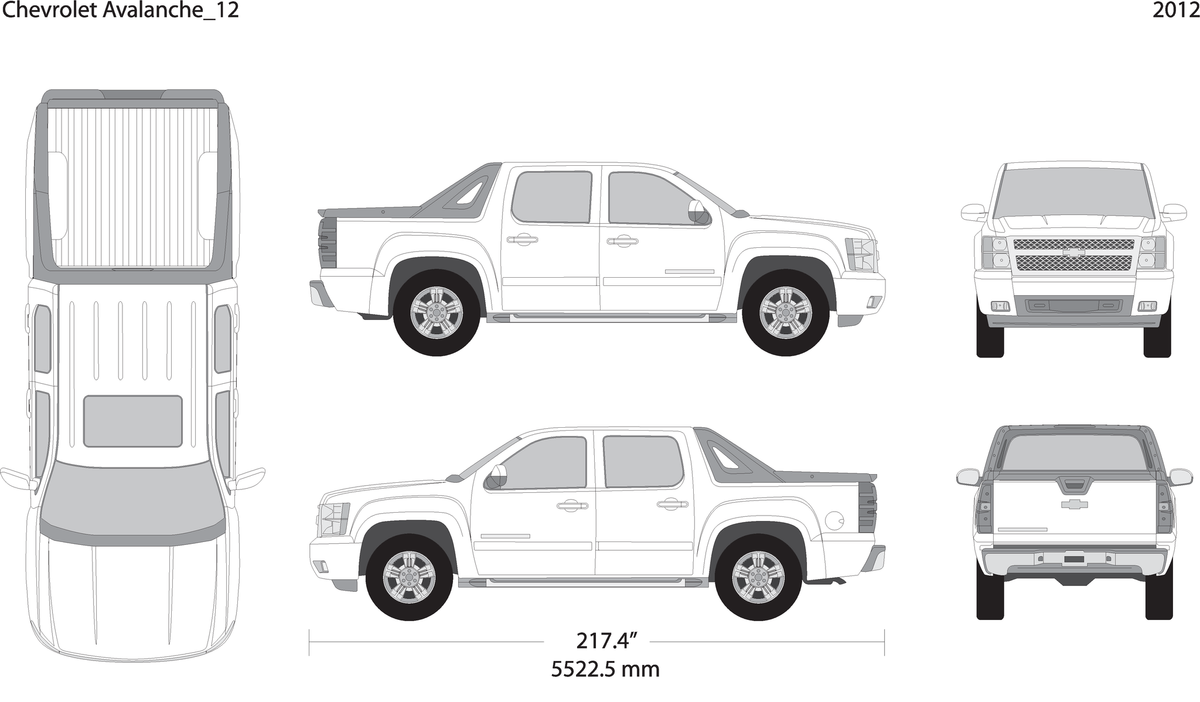 2012 Chevy Avalanche V01 Vehicle Wrap Template